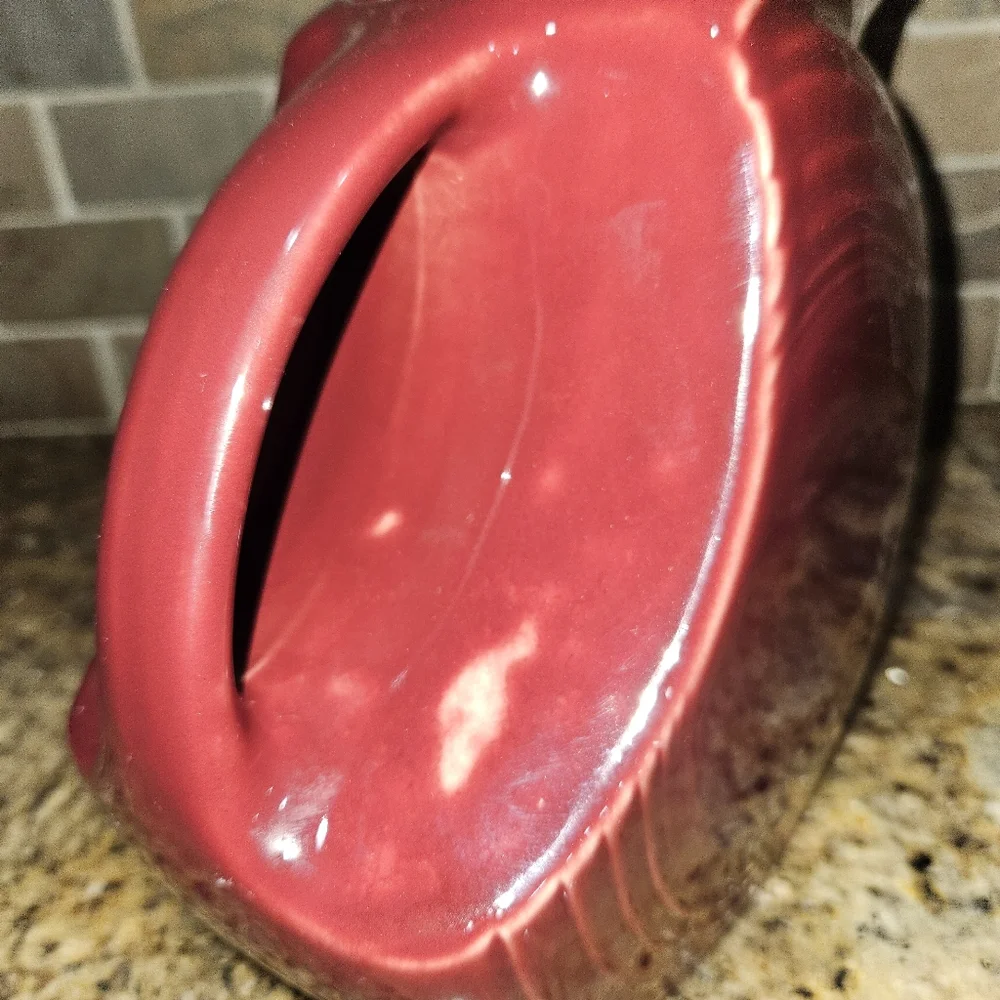 Fiesta Disc Pitcher Maroon Red Glaze Splotchy  Drink Fiestawear Fiestaware